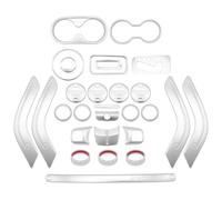 BGHGCVAOK Pegatinas Reparación para J&eep para Wrangler JK 2011-2017 Volante Consola Central Puerta Ventilación Aire Acondicionado Engranaje Portavasos Cubierta Embellecedora(Silver 28pcs)