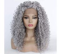 BGHJUE N Wig African Grey Curly Hair Synthetic Wig Blend 50% Human Hair Middle Parting Fashion Cosplay Party Work Wigs For Women Average Cap Size