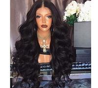 BGHJUE N Wig Black Curly Hair Synthetic Wig Blend 50% Human Hair Middle Parting Fashion Cosplay Party Work Wigs For Women Average Cap Size