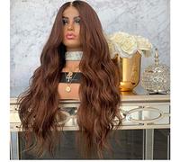 BGHJUE N Wig Brown Long Roll Synthetic Wig Blend 50% Human Hair Middle Parting Fashion Cosplay Party Work Wigs For Women Average Cap Size