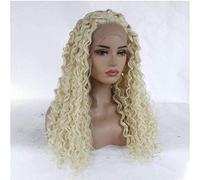 BGHJUE N Wig Yellow Short Roll Synthetic Wig Blend 50% Human Hair Middle Parting Fashion Cosplay Party Work Wigs For Women Average Cap Size