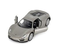 BGHSCA 1/36 Escala Porsche 918 Diecast Modelo Coche, Aleación de zinc Tire hacia atrás Vehículos Coche de juguete con sonido y luz para niños Regalo Adulto Gris