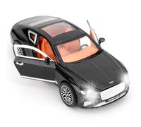 BGHSCA Modelo de coche a escala 1/32 compatible con coche coleccionable negro Bentley Continental GT Diecast Toy Vehicle, Zinc Alloy Pull Back Black Toy Car with Sound and Light for Adults Kids Gift