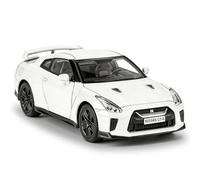 BGHSCA Nissan GTR R35 a escala 1/36, modelo de coche fundido a presión, vehículo de juguete blanco con mecanismo de retroceso, para niños, niñas y adultos