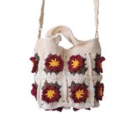 BGHYJKOL Bolso De Ganchillo Handmade Crochet Flower Tote Bag Women Knitted Handbag Boho Style Travel(Color1)