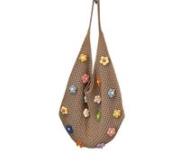 BGHYJKOL Bolso De Ganchillo Women Flower Knitted Shoulder Bag Handbag Lightweight Crochet Tote Casual Top Handle Outdoor Travel(Khaki)