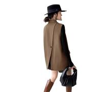 BGHYJKOL Chaleco Mujer Vestir Blazer vintage sin mangas, chaleco, moda informal, traje de solapa, verano, for mujer, oficina, abrigos cruzados(Coffee,XXL)