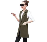 BGHYJKOL Chaleco Mujer Vestir Chaleco de mujer, chaqueta sin mangas, abrigo, blazer largo, formal, for trabajo, oficina, vintage, ajustado, traje, chaleco for gran tamaño(Green,XL)