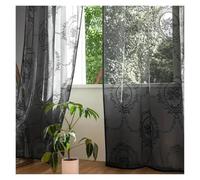 BGHYJKOL Cortinas 1 Panel Lace Green Curtains, A Mirror Peony Full of Feel, Outdoor Decorative Gauze Curtain(Black,140x213cm)