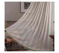 BGHYJKOL Cortinas 1PC Curtain Crochet Lace Semi-Sheer Hollow Knitted with Tassels For Kitchen Living Room Bedroom Window Curtains(Geometric Beige,W150cmXH240cm)