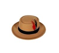 BGHYJKOL Sombrero Cowboy VintageFieltro de ala enrollada for hombre | Sombreros Fedora Con Plumas Gentleman Jazz