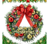 BGIUSQF Corona de Navidad 31 CM, Corona Navidad Puerta, Guirnalda de Navidad en la Puerta Principal, Colgante Ornamento Puerta, para Puerta,Chimenea,Pared,Ventana