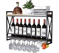 BGKASYHI Estante para vinos WUBYING, de Pared, de Metal y Madera, para Vino, para Botellas y Copas, para Colgar Copas, para Decorar Paredes de Bares y restaurantes.