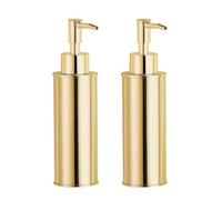 BGL Dispensador de jabón redondo dorado, dispensador de líquido para baño, cocina, baño, paquete de 2 unidades