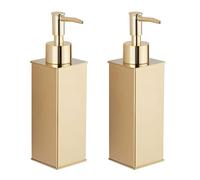 BGL Dispensadores de jabón, 2 unidades, dispensador de líquido de pie de acero inoxidable 304, botellas cuadradas para decoración de baño y cocina, color dorado