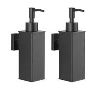 BGL Dispensadores de jabón montados en la pared, paquete de 2, dispensadores de lavado de manos líquido de acero inoxidable 304 para baño y cocina, color negro