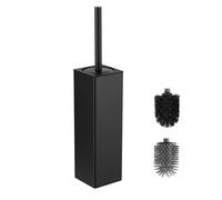 BGL Escobilla de Inodoro y Soporte, Soporte de Silicona para escobilla de Inodoro, 2 Cabezales de Cepillo, Cepillo Cuadrado de Aluminio para Limpieza de baño