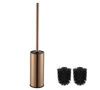 BGL Escobillero de inodoro redondo de oro rosa | Juego de soporte y cepillo de acero inoxidable independiente con soporte higiénico | Diseño elegante para baño y aseo de invitados