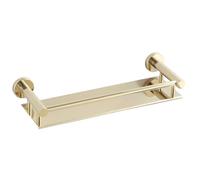 bgl Estante de baño montado en la pared dorado de 40 cm, moderno estante de almacenamiento de ducha inoxidable con riel de protección, organizador de baño que ahorra espacio para champú