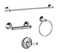 BGL Juego de Accesorios de baño, Barra de Toalla Extensible Ajustable cromada, Juego de Accesorios de baño de 4 Piezas, Gancho para Bata montado en la Pared, Soporte para Papel higiénico, toallero
