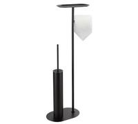 BGL Juego de escobilla de baño de acero inoxidable negro con soporte para papel higiénico y soporte para papel higiénico, juego 3 en 1 con estante, diseño moderno