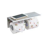 BGL Portarrollos de Papel higiénico de Acero Inoxidable con Estante montado en la Pared para baño (Plateado, Doble Cabeza)