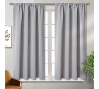 BGment Light Grey Blackout Curtains 45 Inches Length for Bedroom - Short Thermal Insulated Drapes with Rod Pocket Room Darkening for Living Room Window Privacy, 42 x 45 Inch, 2 Panels