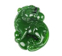 BgnEhRfL jade,collar colgante, Collar de jade verde oscuro Feng Shui natural, asper, fortuna tridimensional, valiente, moda auspiciosa