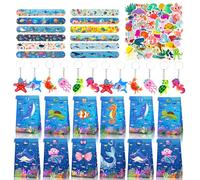 BGNXHYB 86Pzs Set de Favoritos para Fiestas de Cumpleaños Infantiles, Llaveros de Animales Marinos, Pegatinas, Pulseras, Bolsas de Regalo, Accesorios de Fiestas de Animales Marinos para Niñas, Niños