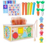 BGNXHYB Montessori - Caja de pañuelos 6 en 1 con paño crujiente, juguete de madera, juguete de habilidades motoras a partir de 1, 2, 3 años, para niñas, niños, juguetes de motricidad, juguete de