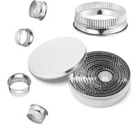 BGOBTY Cortadores de Galletas Redondos,12 Piezas Moldes de Galletas de Acero Inoxidable,Juego redondo de cortador de galletas con caja de almacenamiento para Pasteles Donuts Fudge Mousse (Ondulante)