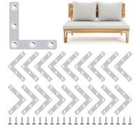 BGOBTY Escuadras de Angulo,20 unidades Conector Plano en Forma de L a 90°,Soportes de Ángulo Plano con tornillos,Escuadra Plana en L,para armarios de madera,mesas,sillas. (80*80 mm)