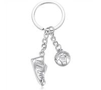 BGOBTY Llavero de Fútbol,Mini Llavero Bota de Fútbol,Llavero plata de fútbol y bota,Llaveros de Coche,Llaveros de Fútbo personalidad,fan souvenir,regalo cumpleaños