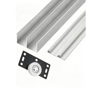 BGOOSA Kit de herrajes for Puerta corrediza de Doble riel, 1 Juego | Riel de aleación de aluminio for puertas de 15-18 mm, riel for armario(260cm/102.4in)