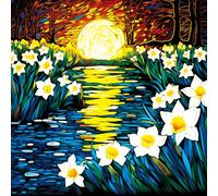 Bgraamiens Rompecabezas de narcisos a la luz de la Luna, Rompecabezas Cuadrado de 1000 Piezas con diseño de narcisos a la luz de la Luna para Adultos y niños (narcisos de luz de Luna)