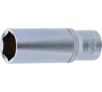 BGS 10674 | Llave de vaso hexagonal, larga | entrada 6,3 mm (1/4") | 1/2" | Accionamiento cuadrado interior de 6,3 mm (1/4") | acero al cromo vanadio | cromado mate, con moleteado