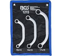 BGS 1215 | Juego de llaves de estrella planas en media luna | 10 x 13 - 17 x 19 mm | 3 piezas