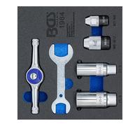 BGS 1984-2 | Bandeja para carro 1/6: Juego de herramientas con carraca para machos y terrajas | 6 piezas