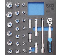 BGS 2/3 Inserto Taller Mecánico: Llave Tubular Kit 12,5 (1/2) 27 Piezas 4053