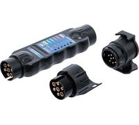 BGS 2171 | Comprobador de remolques, vehículos | 7, 13 polos | Incluye adaptador de 7 pines a 13 pines y 13 pines a 7 pines | para batería monobloque de 9 V