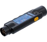 BGS 2175 | Comprobador para conectores de enchufe de remolques | 13 polos | Conector de 12 V | comprueba la electricidad del remolque sin coche | para coche y caravana | batería monobloque de 9 V