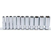 BGS 2222 | Juego de llaves de vaso hexagonal, largas | entrada 10 mm (3/8") | 8 - 19 mm | 11 piezas