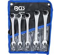 BGS | 30836 | Juego de llaves combinadas con carraca | abierta | 5 piezas