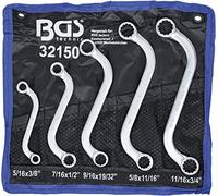 BGS 32150 | Juego de llaves de estrella dobles forma de S | medidas en pulgadas | 3/8" - 3/4" | 5 piezas