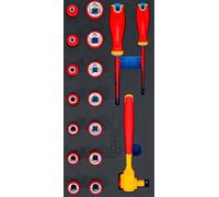 BGS 35867 | Bandeja para carro 1/3: Juego de llaves de vaso y destornilladores VDE | 10 mm (3/8") | 17 piezas