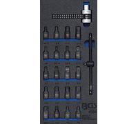 BGS 4094 | Bandeja para carro 1/3: Vasos para tapón de cárter y llaves de cadena para filtros de aceite | 22 piezas
