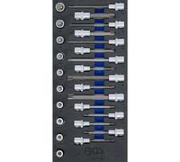 BGS 4119 | Bandeja para carro 1/3: Juego de puntas de vaso | entrada 12,5 mm (1/2") | perfil en T (para Torx) | 26 piezas