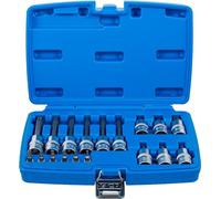 BGS 5174 | Juego de puntas de vaso | entrada 6,3 mm (1/4") / 12,5 mm (1/2") | perfil en T (para Torx) con perforación | 18 piezas
