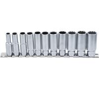 BGS 5252 | Juego de llaves de vaso 12 caras, largas | entrada 10 mm (3/8") | 8 - 19 mm | 11 piezas