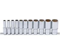BGS 6859 | Juego de llaves de vaso 12 caras, largas | entrada 10 mm (3/8") | medidas en pulgadas | 11 piezas